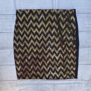 NWOT Plus Size stretch gold foil sequin stretch mini skirt
